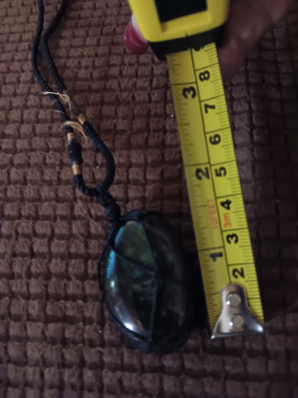 Black Iridescent Laboradite Stone Pendant Necklace - Women Jewelry
